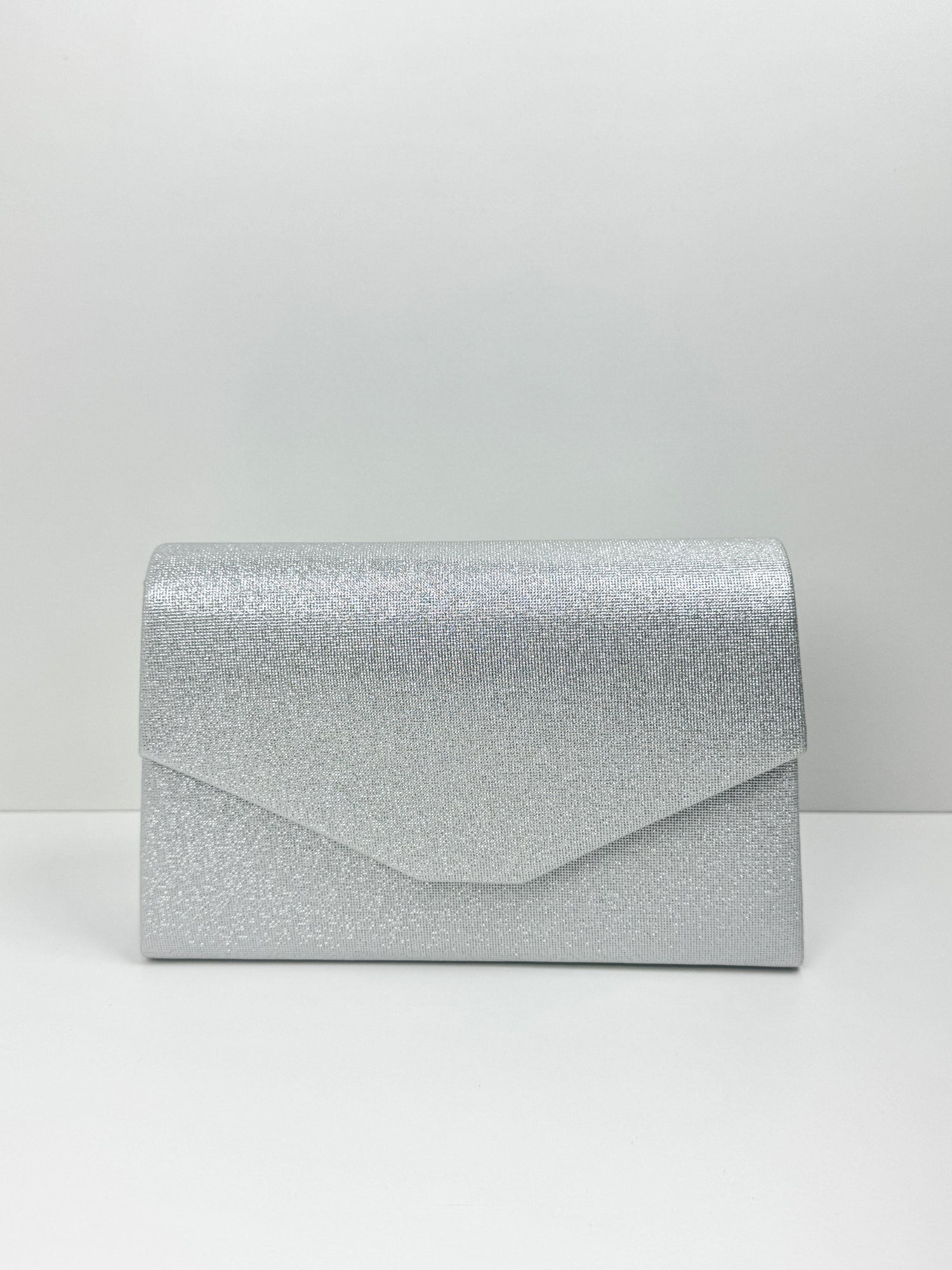 BERYL - Clutch glitter argento